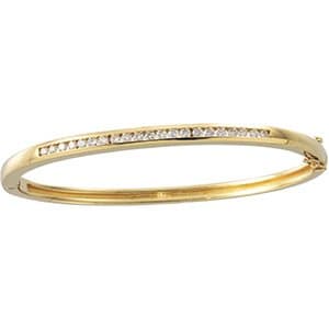 14K White 1/2 CTW Natural Diamond Bangle 6 1/2" Bracelet