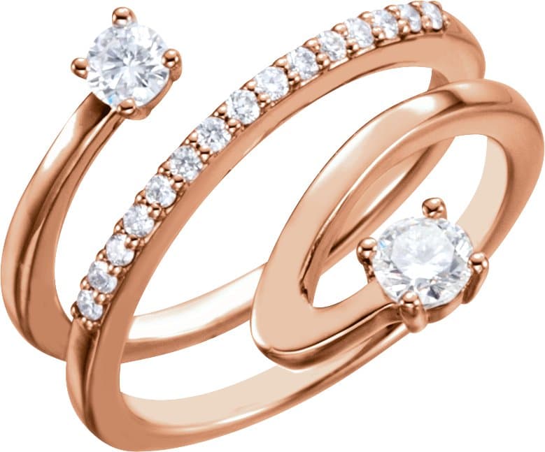 14K Rose 1/2 CTW Natural Diamond Freeform Ring