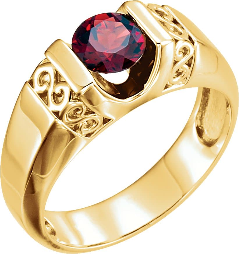 14K White Natural Mozambique Garnet Ring