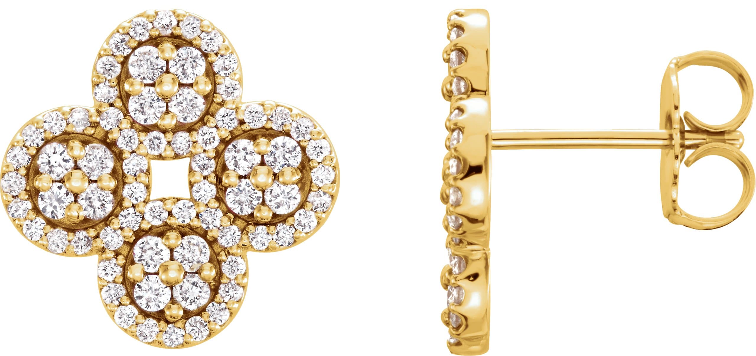 14K White 1/2 CTW Natural Diamond Clover Earrings