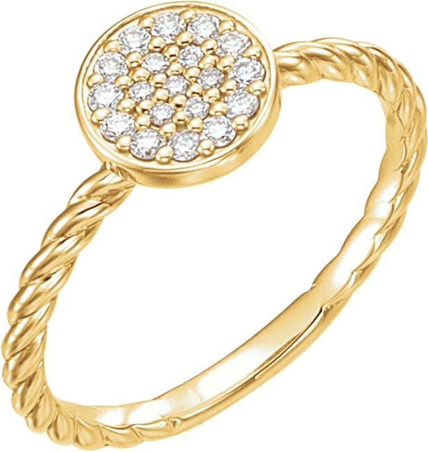 14K Rose 1/6 CTW Natural Diamond Cluster Rope Ring