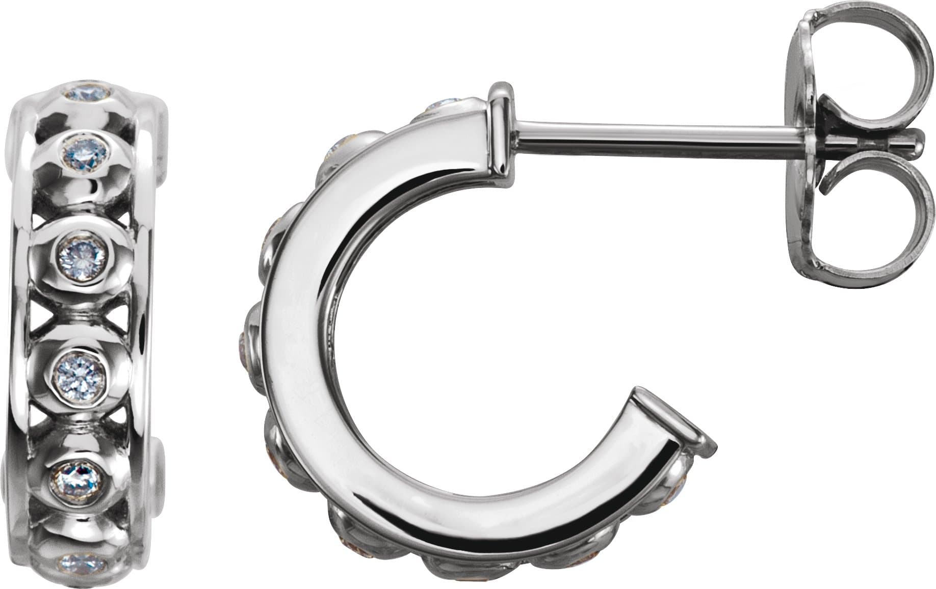 14K White .07 CTW Natural Diamond 10.73 mm Hoop Earrings