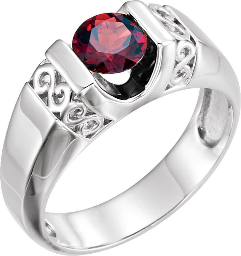 14K White Natural Mozambique Garnet Ring