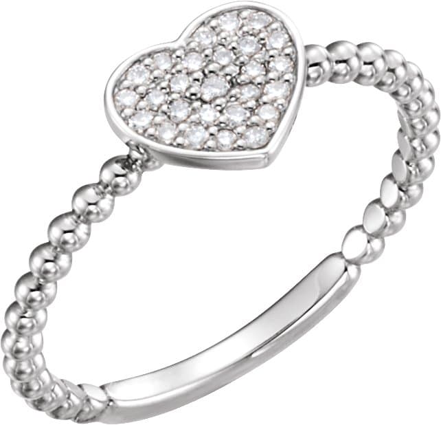 14K Rose 1/8 CTW Natural Diamond Heart Bead Ring