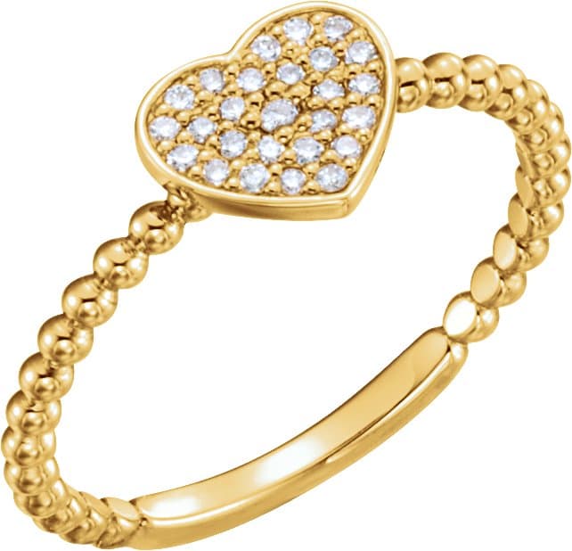 14K Rose 1/8 CTW Natural Diamond Heart Bead Ring