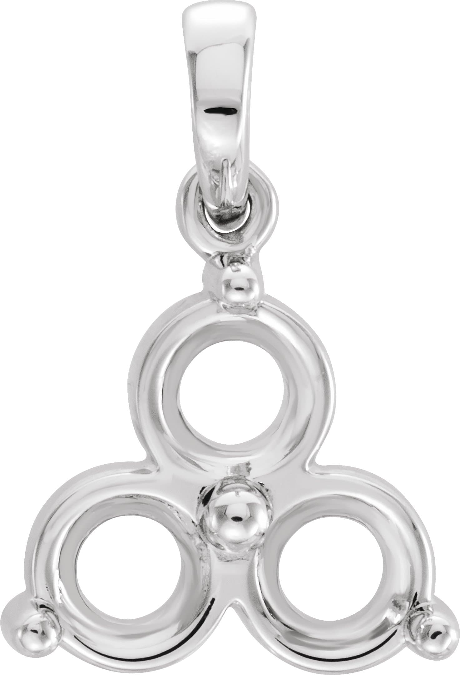 14K White Gold 5/8 CTW Natural Diamond Three-Stone Pendant