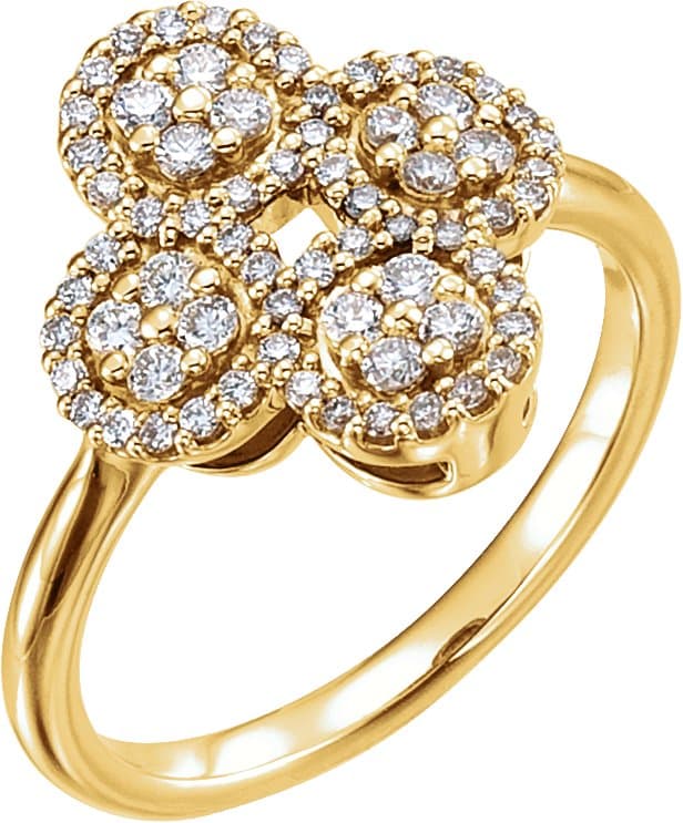 14K Rose 1/2 CTW Natural Diamond Clover Ring