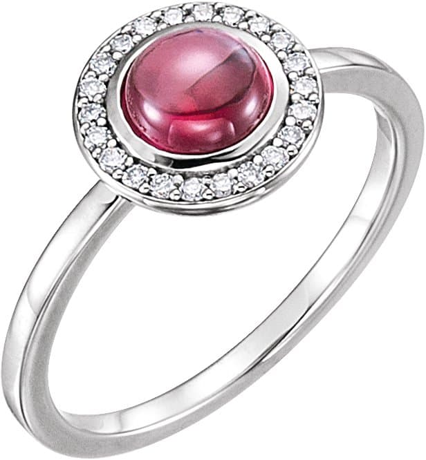 14K Rose Natural Rainbow Moonstone & .08 CTW Natural Diamond Halo-Style Ring