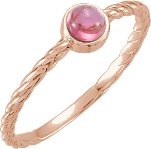14K Rose Natural Blue Sapphire Cabochon Ring