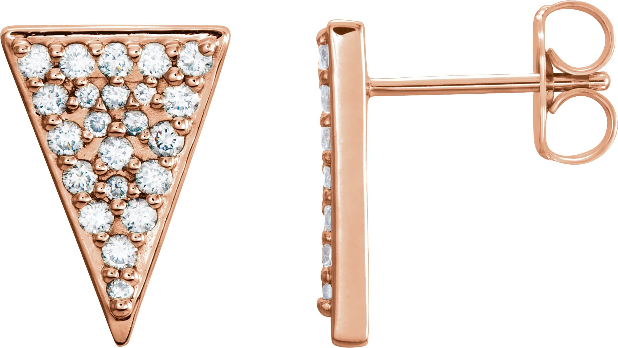 14K Rose 1/3 CTW Natural Diamond Triangle Earrings