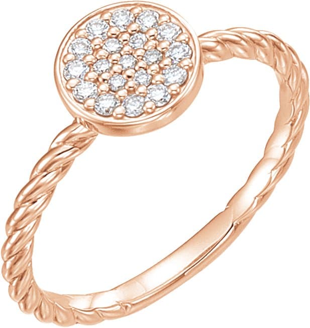 14K Rose 1/6 CTW Natural Diamond Cluster Rope Ring