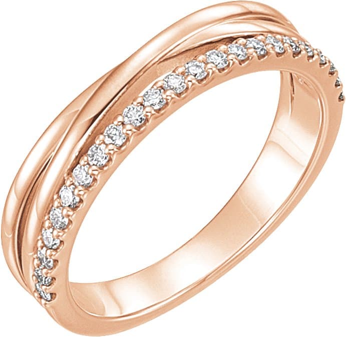 14K Rose 1/5 CTW Natural Diamond Criss-Cross Ring