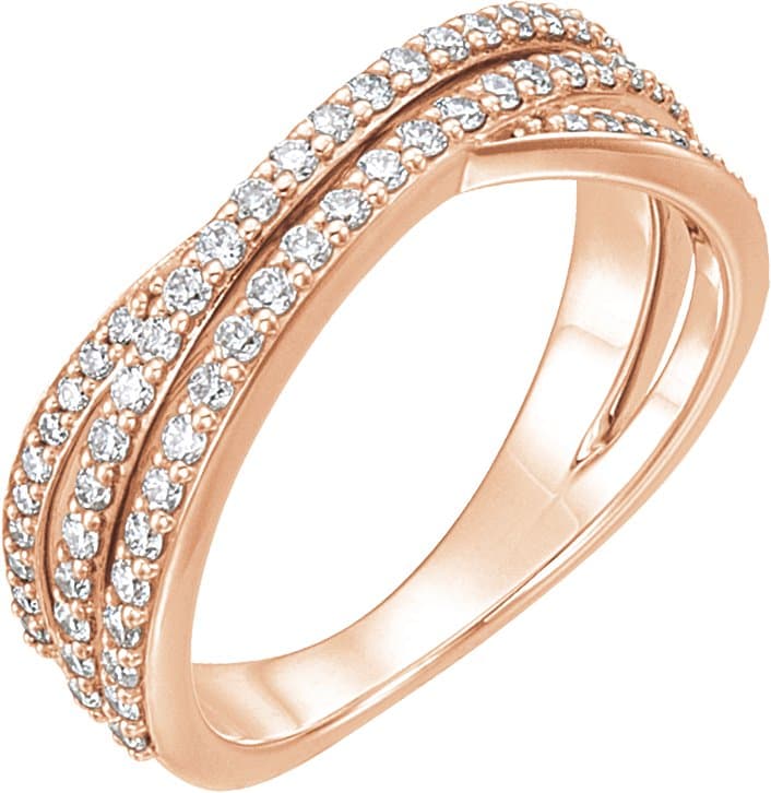 14K Rose 1/2 CTW Natural Diamond Criss-Cross Ring