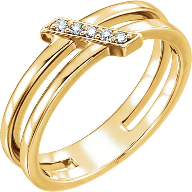 14K Rose .05 CTW Natural Diamond Bar Ring