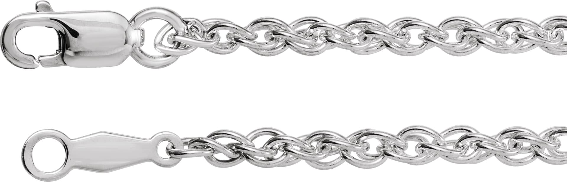 Rhodium-Plated Sterling Silver 2 mm Rope 16 Chain