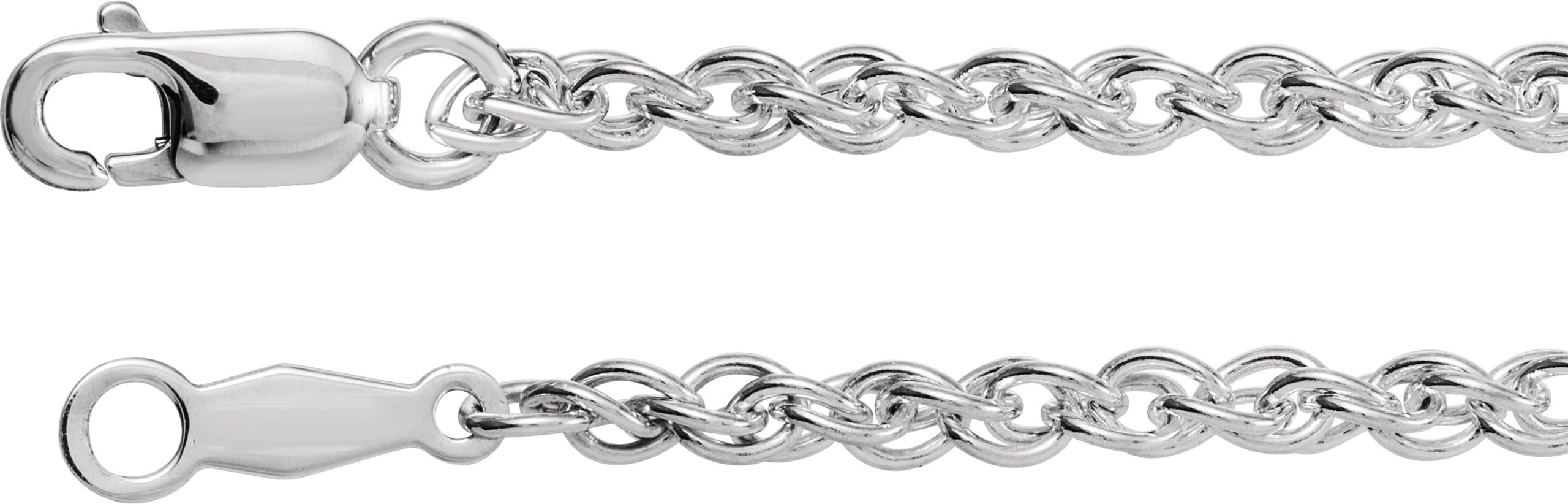 Rhodium-Plated Sterling Silver 2 mm Rope 16 Chain