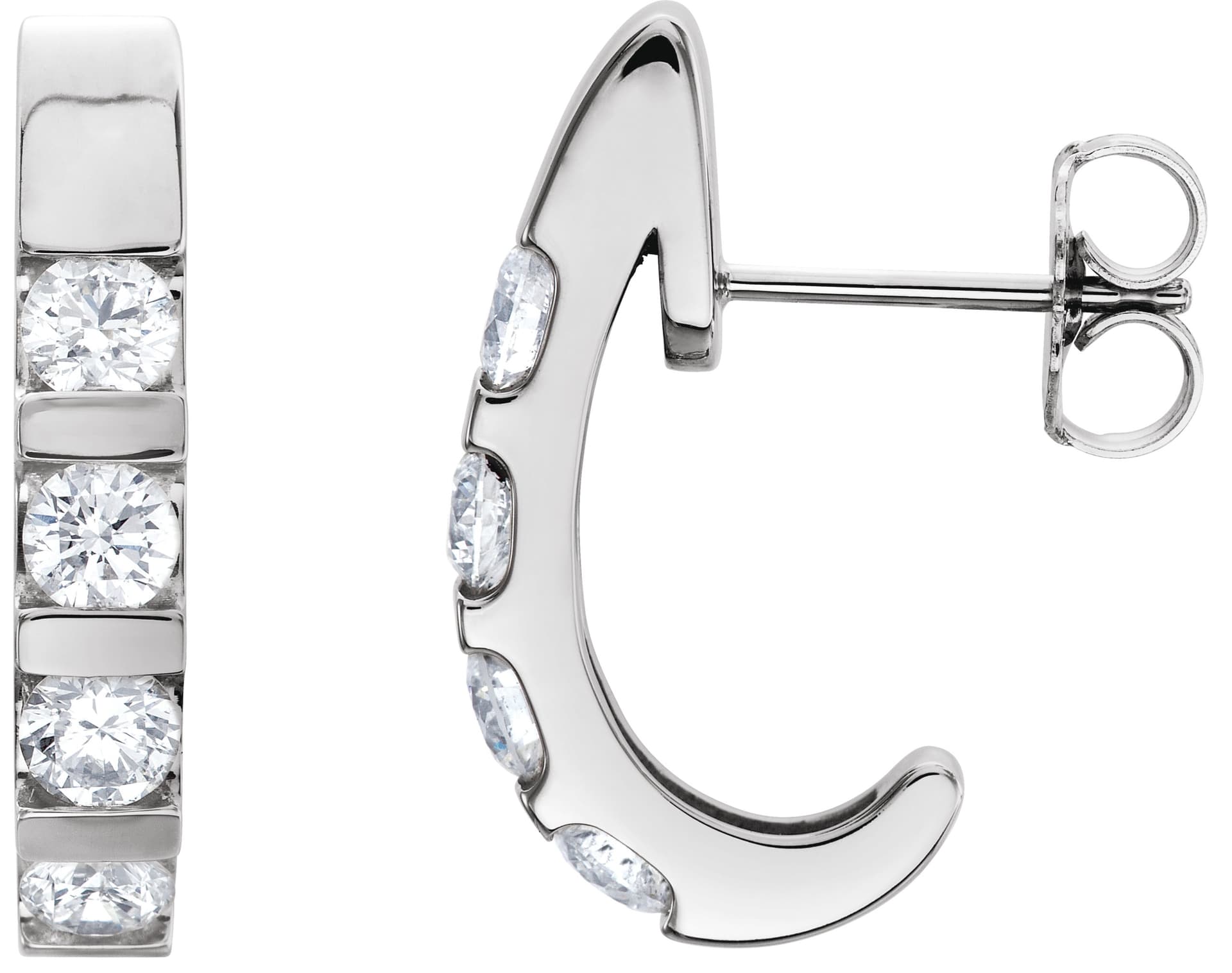 Channel-Set J-Hoop Earrings view 1