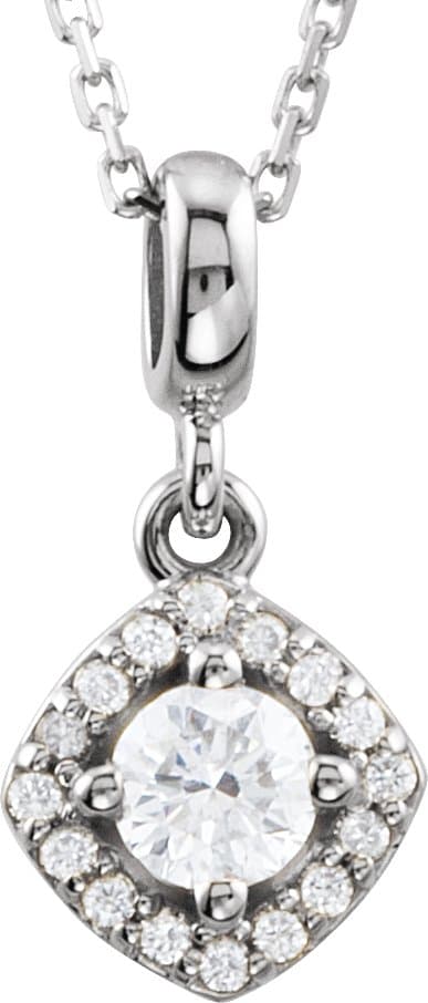 14K White 1/5 CTW Natural Diamond Halo-Style 18 Necklace
