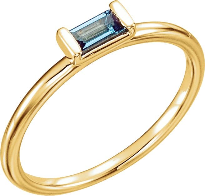 14K Rose Natural London Blue Topaz Stackable Ring