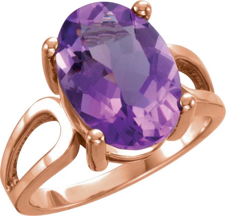 14K Rose 12x10 mm Natural London Blue Topaz Ring