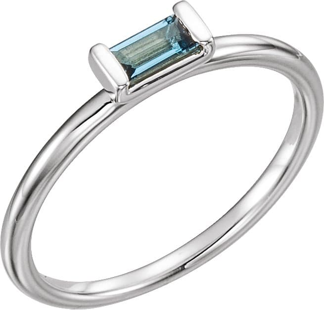 14K Rose Natural London Blue Topaz Stackable Ring