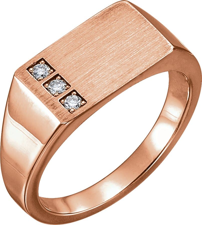 14K Rose 1/10 CTW Natural Diamond Signet Ring