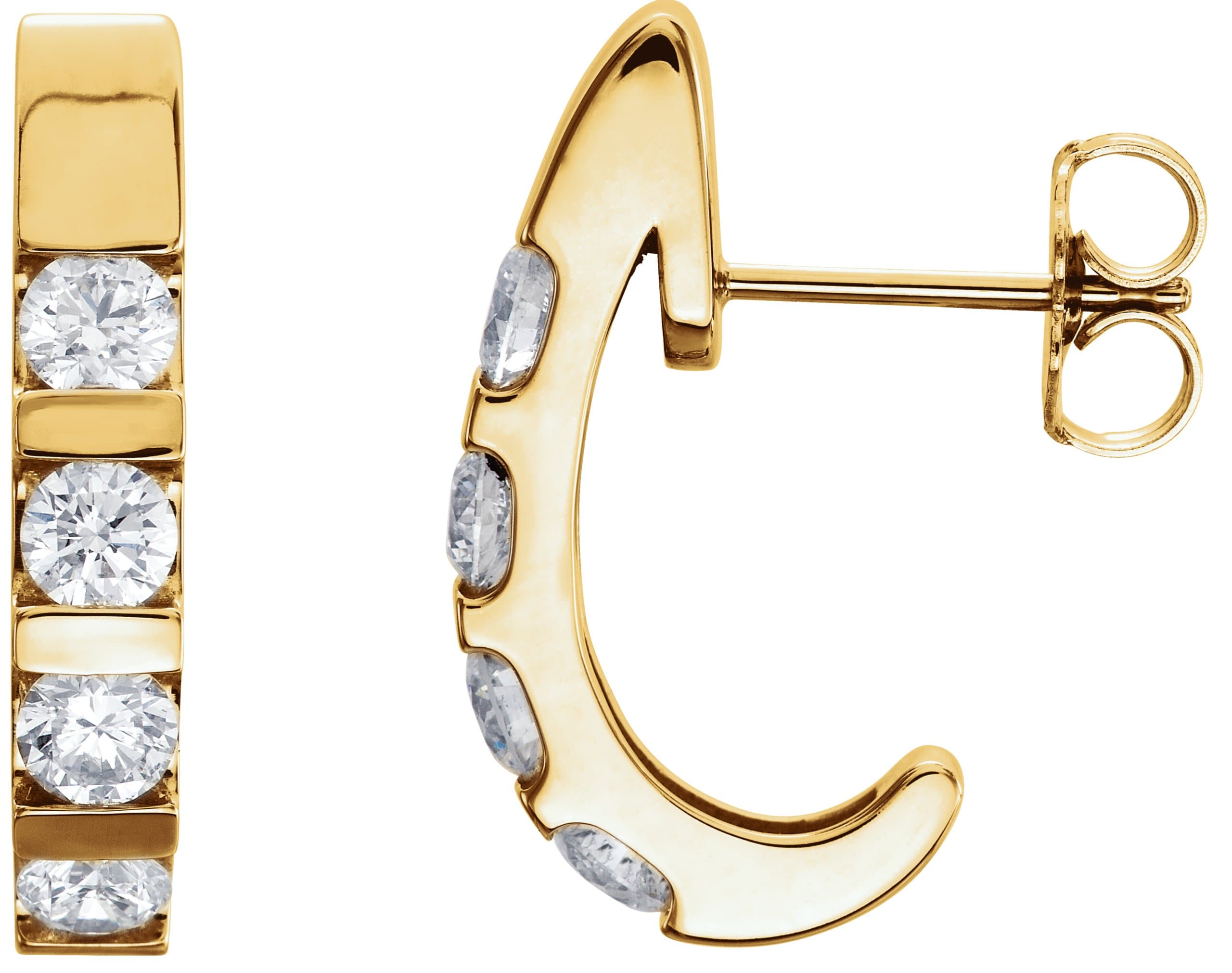 14K White 1 1/5 CTW Natural Diamond J-Hoop Earrings