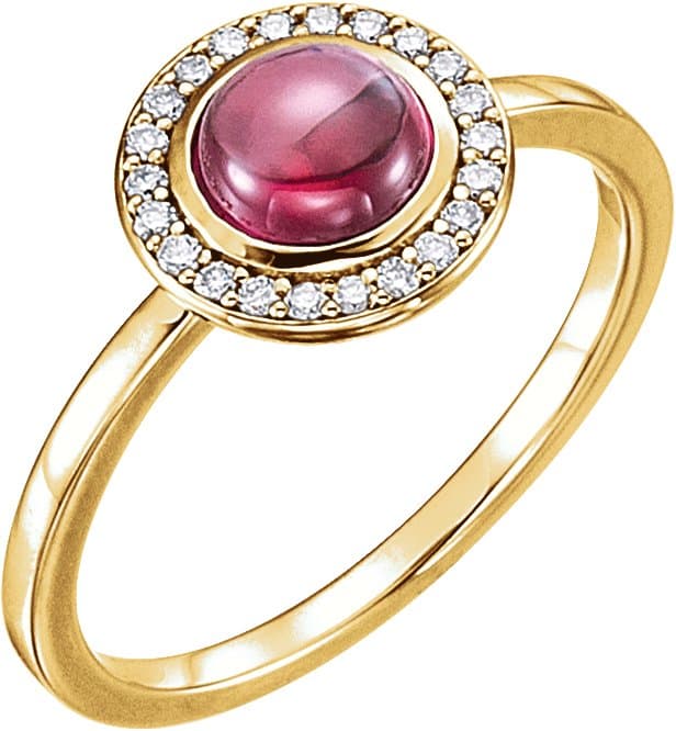 14K Rose Natural Rainbow Moonstone & .08 CTW Natural Diamond Halo-Style Ring