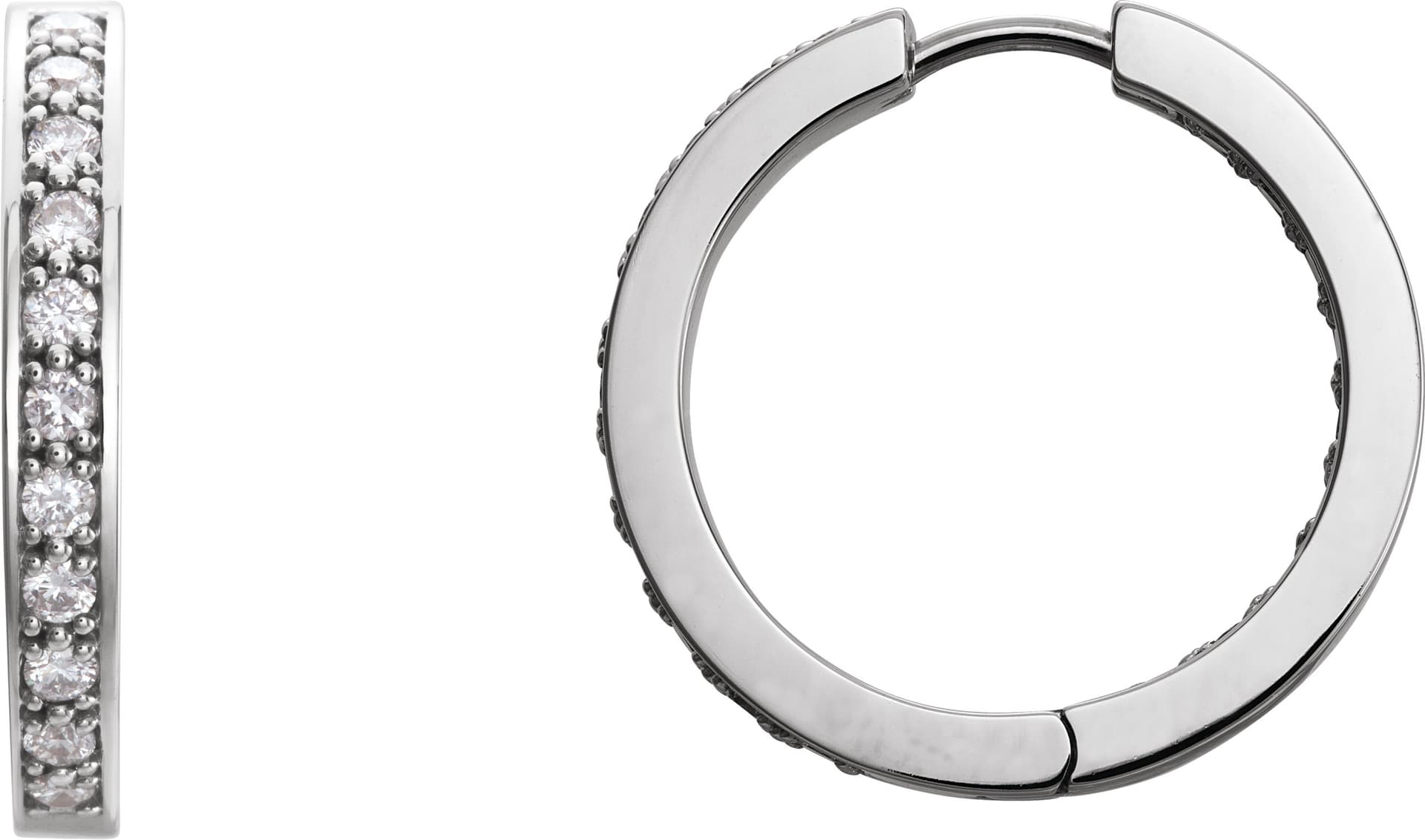 14K Rose 1 CTW Natural Diamond Inside-Outside 22.8 mm Hoop Earrings