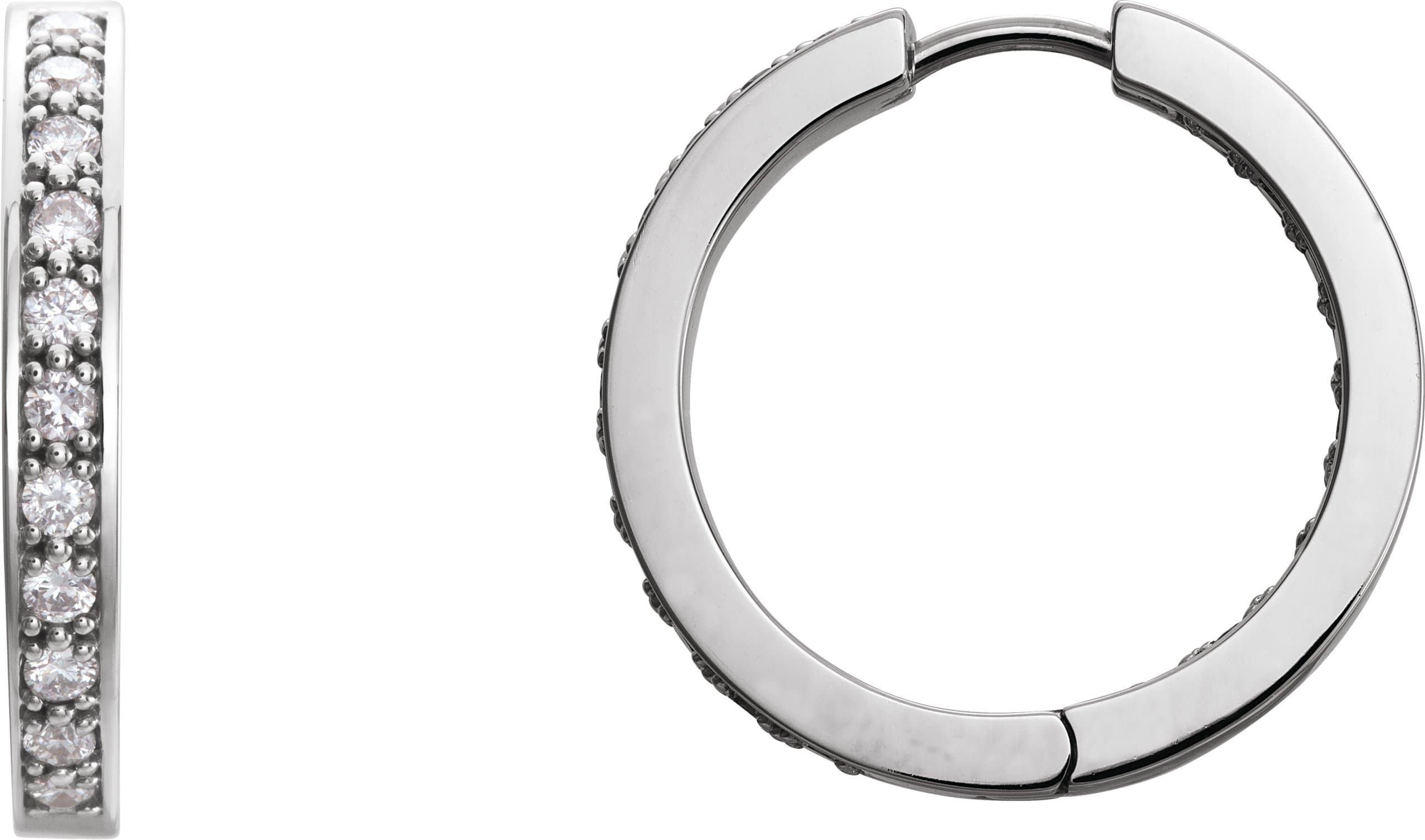 14K Rose 1 CTW Natural Diamond Inside-Outside 22.8 mm Hoop Earrings