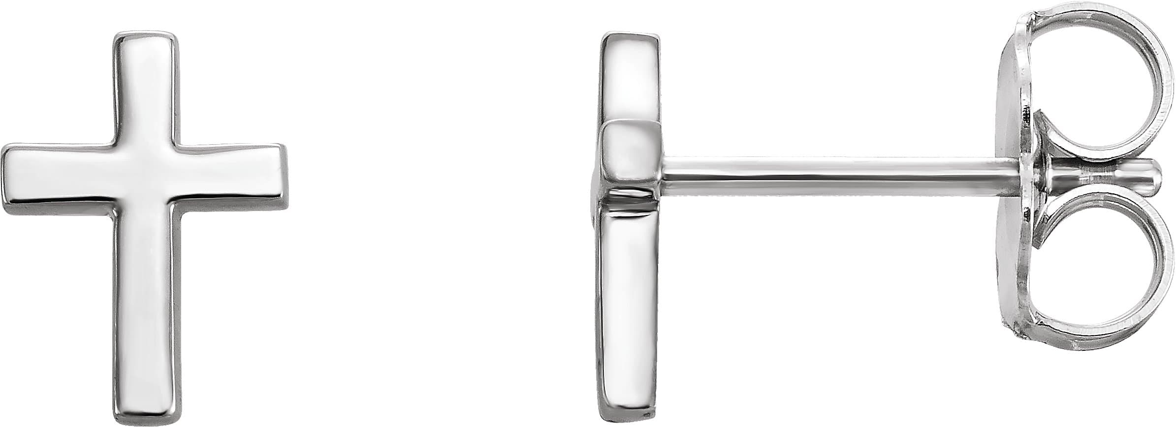 14K Rose 7.5 mm Cross Earrings