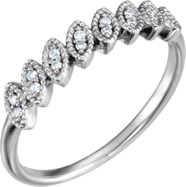 14K Rose 1/8 CTW Natural Diamond Leaf Ring
