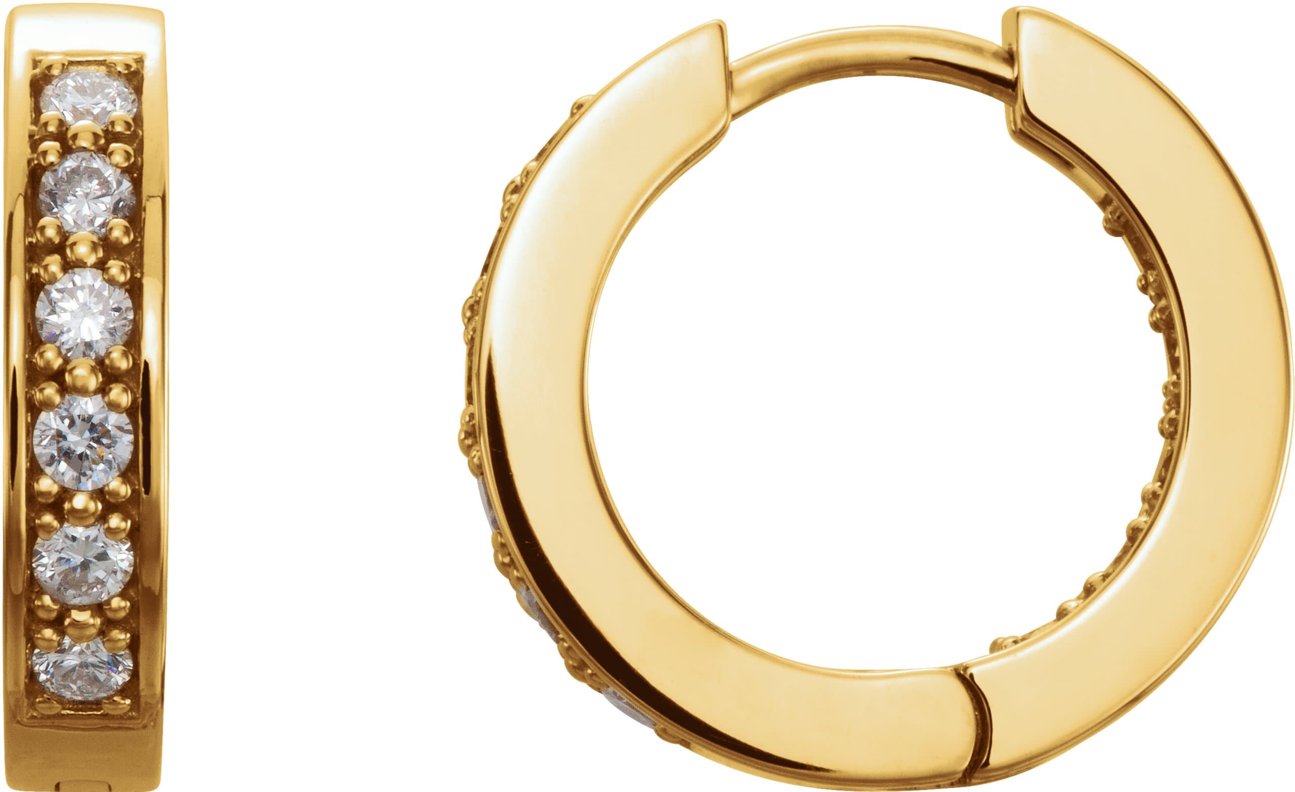 14K Rose 1 CTW Natural Diamond Inside-Outside 22.8 mm Hoop Earrings