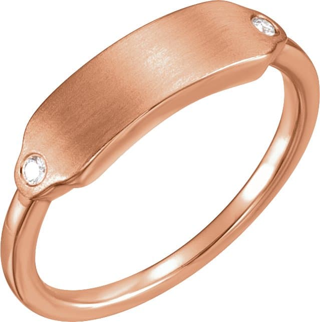 14K Rose .03 CTW Natural Diamond 18x5 mm Signet Ring