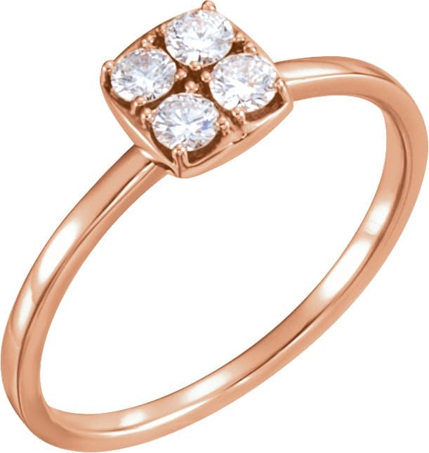 14K Rose 1/4 CTW Natural Diamond Stackable Ring