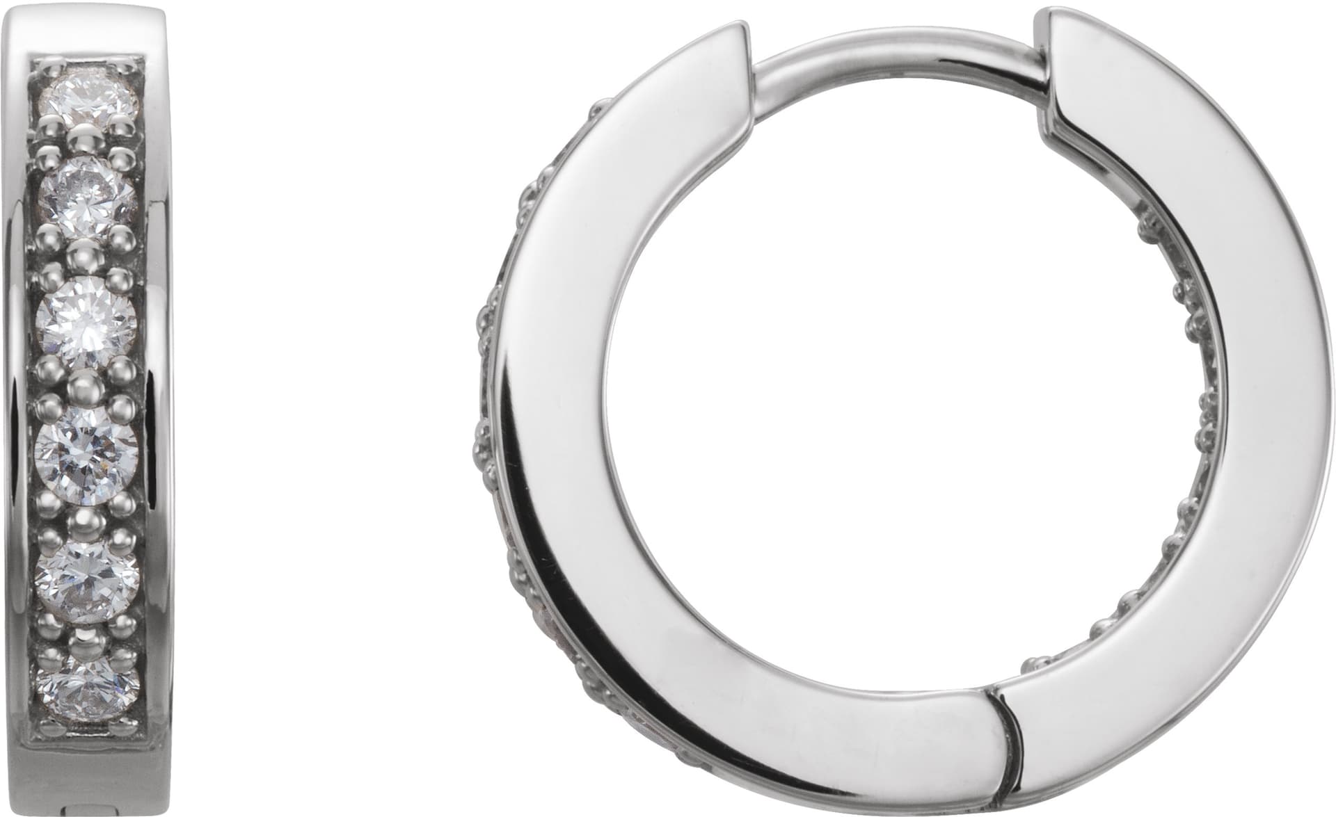 14K Rose 1 CTW Natural Diamond Inside-Outside 22.8 mm Hoop Earrings