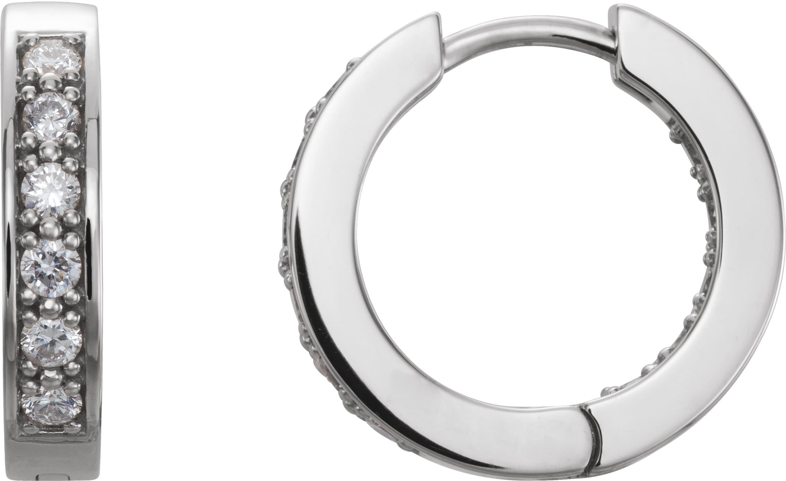 14K Rose 1 CTW Natural Diamond Inside-Outside 22.8 mm Hoop Earrings