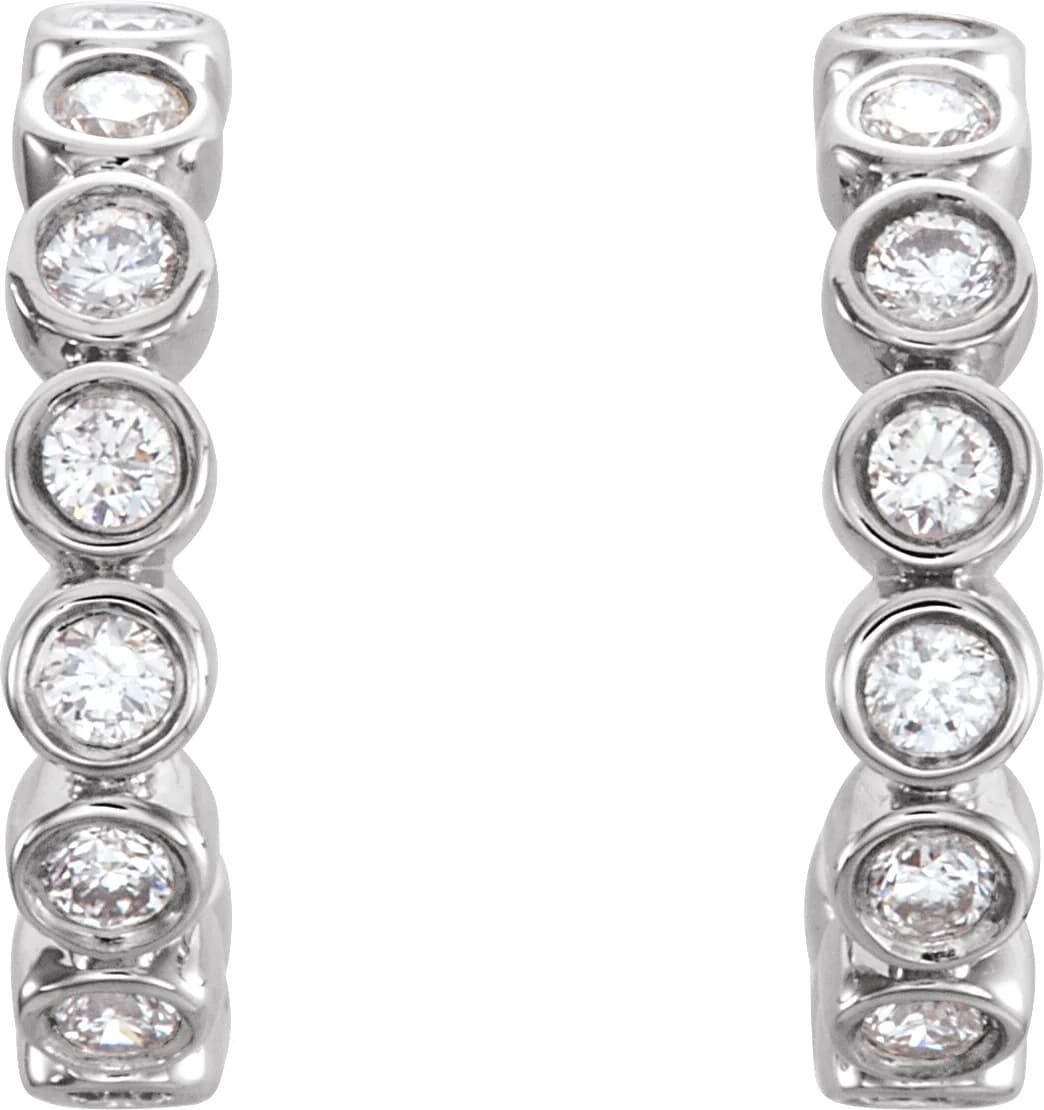 Bezel-Set Hoop Earrings, view 3