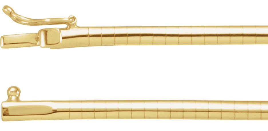 14K Yellow 3 mm Omega 18" Chain