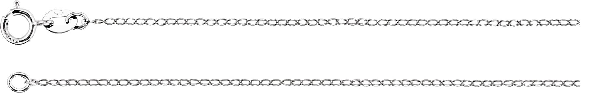 14K White 1 mm Curb 24 Chain