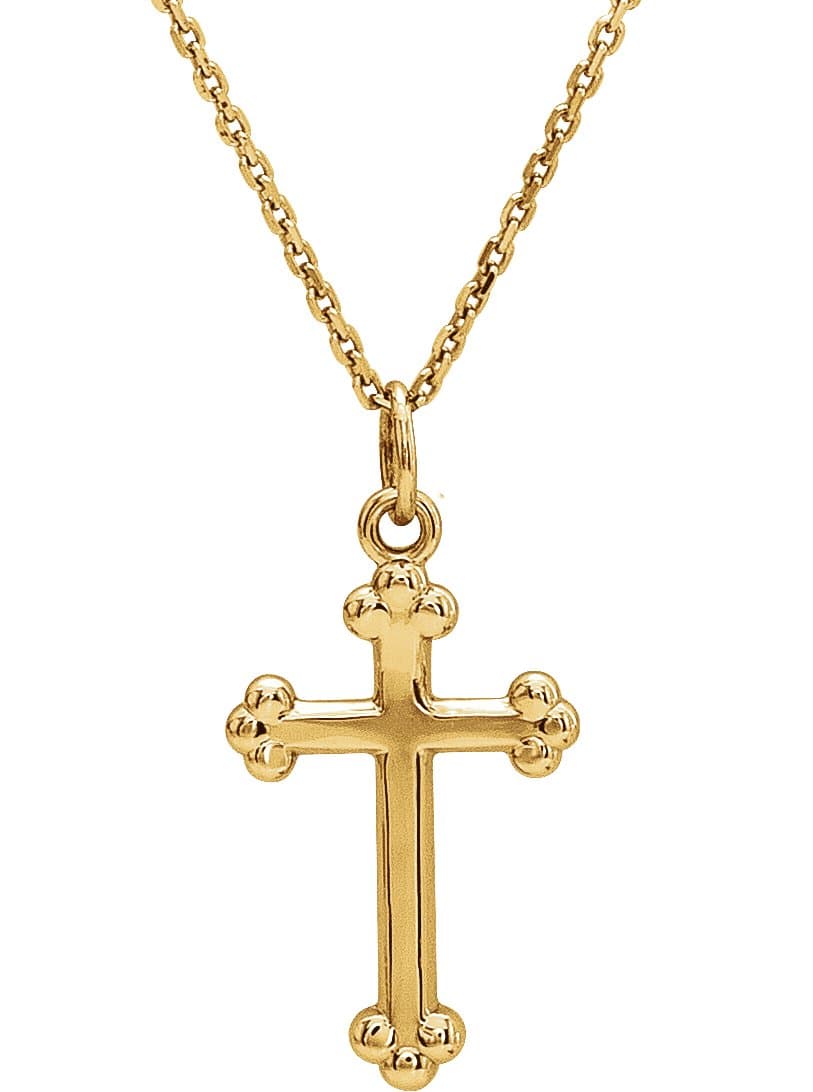 14K Rose Cross 18 Necklace