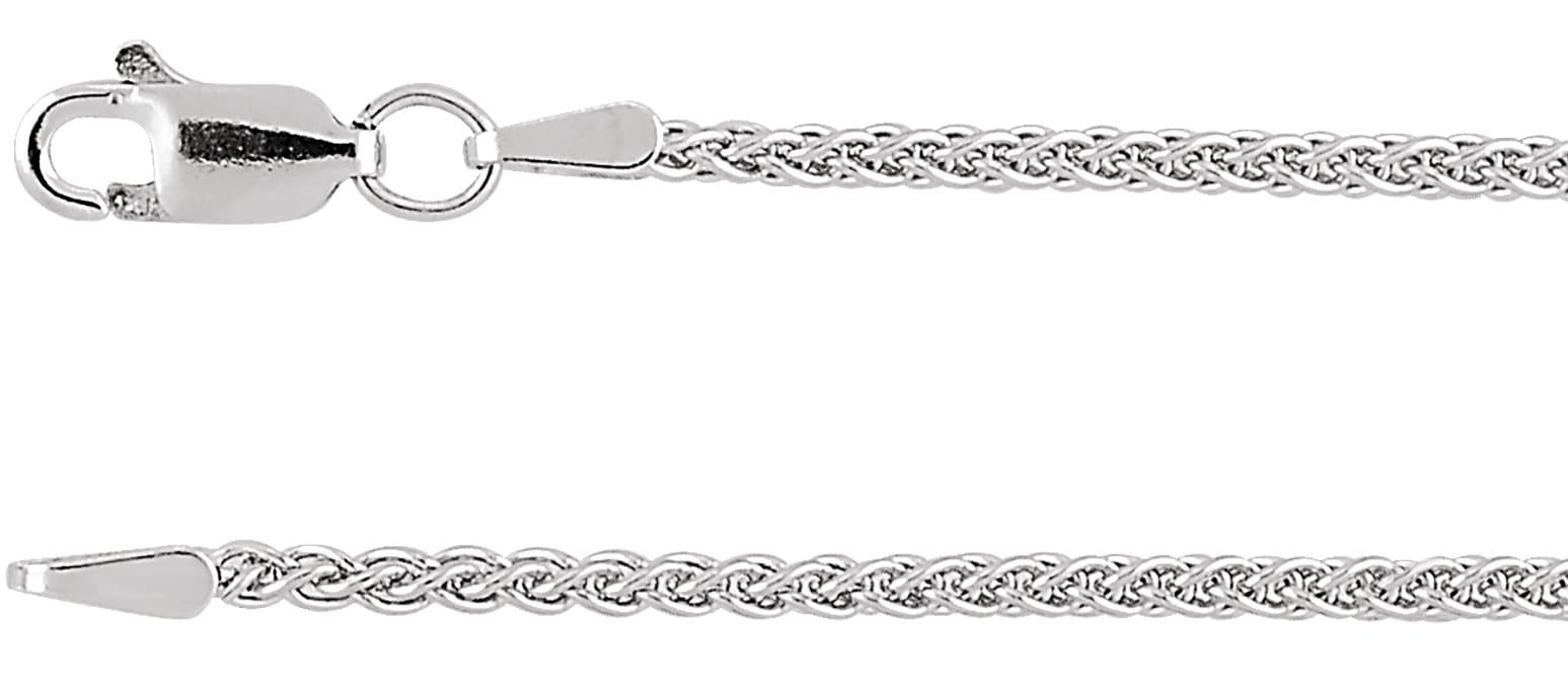 14K White 1.8 mm Wheat 16 Chain