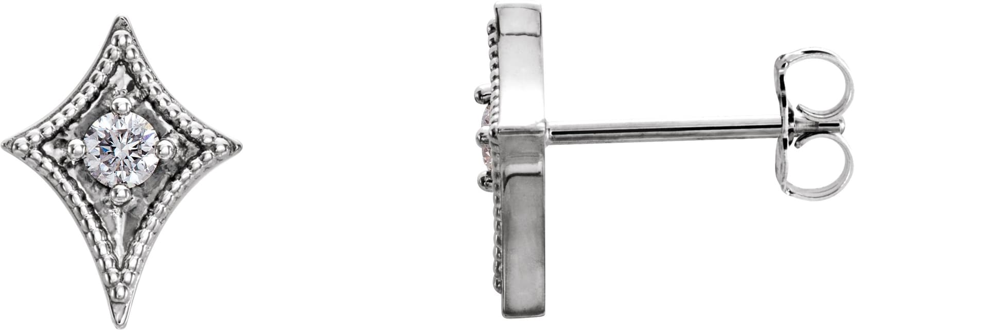 14K White 1/8 CTW Natural Diamond Geometric Earrings