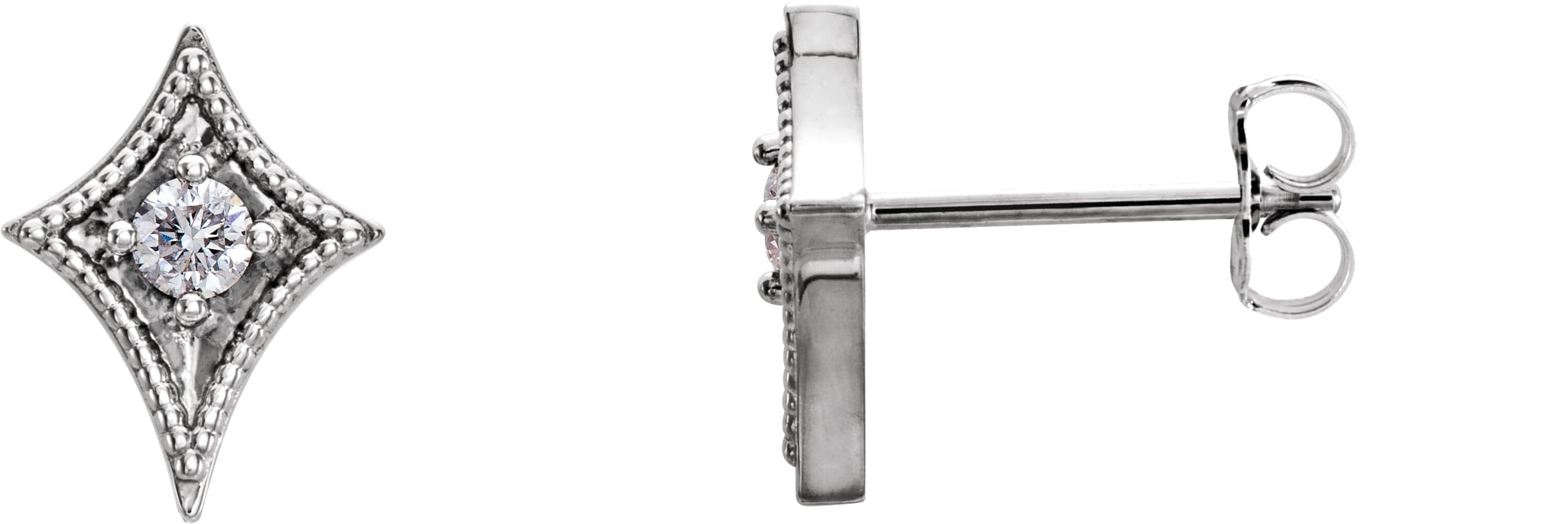 14K White 1/8 CTW Natural Diamond Geometric Earrings