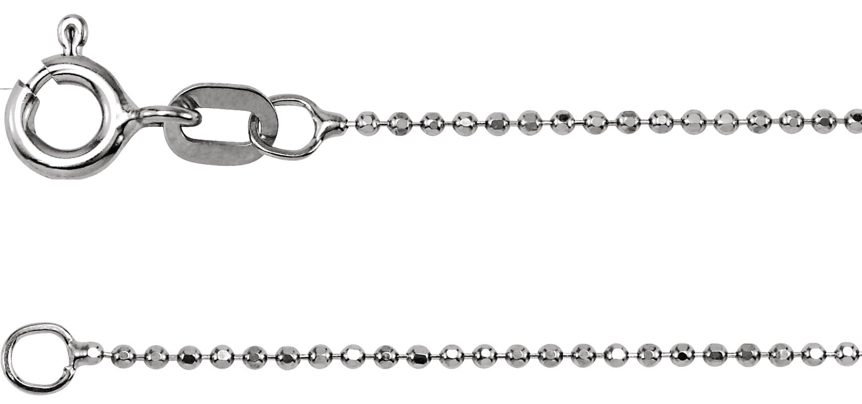 14K White 1 mm Diamond-Cut Bead 24 Chain