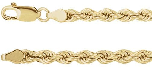 14K White 4 mm Rope 20 Chain