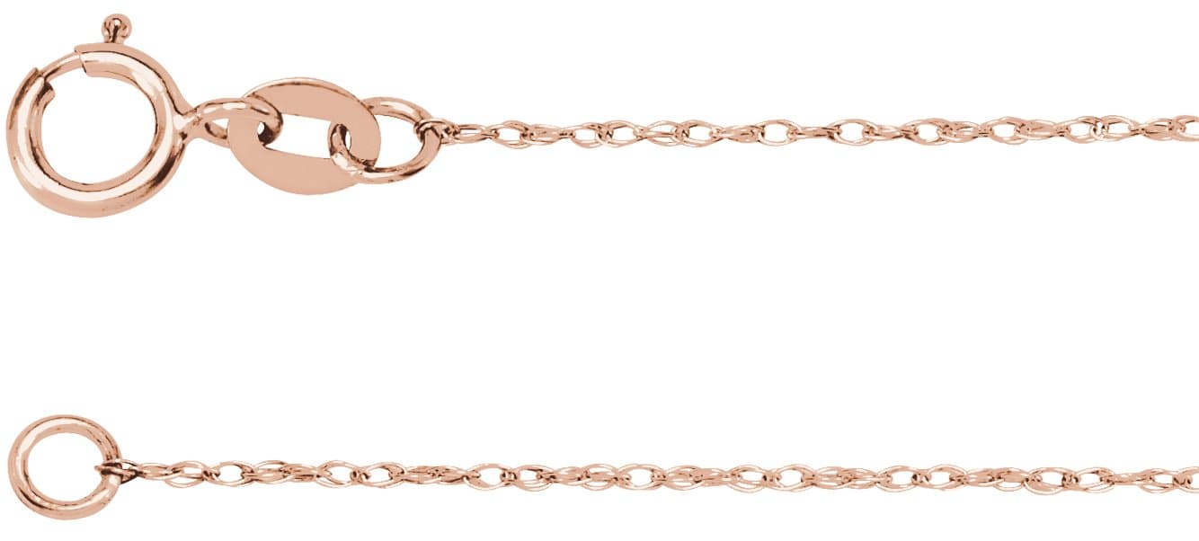 14K Rose .75 mm Rope 16 Chain