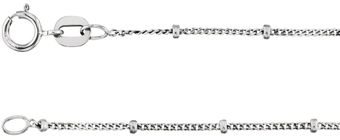 14K Rose 1 mm Beaded Curb 16 Chain