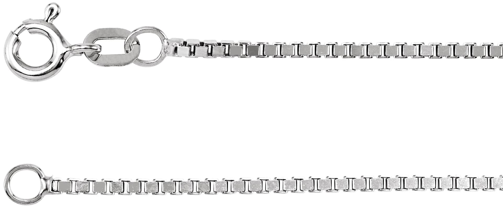 14K White 1.3 mm Diamond-Cut Box 16 Chain