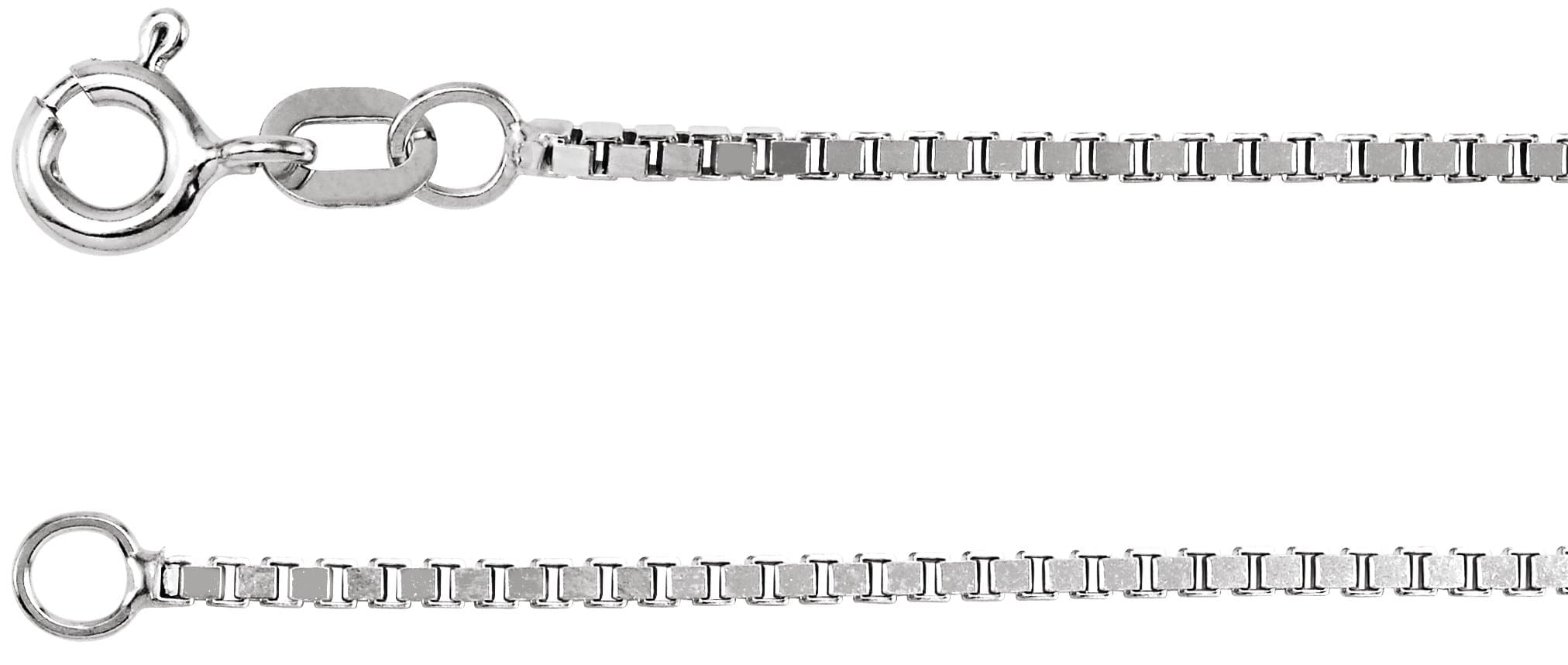 14K White 1.3 mm Diamond-Cut Box 16 Chain